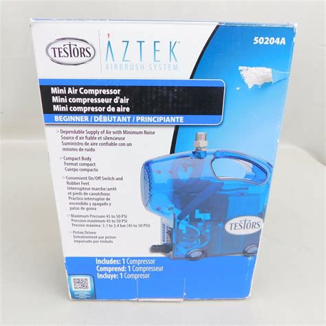 Testors Aztek 50204A Airbrush System Mini Air Compressor Blue C190