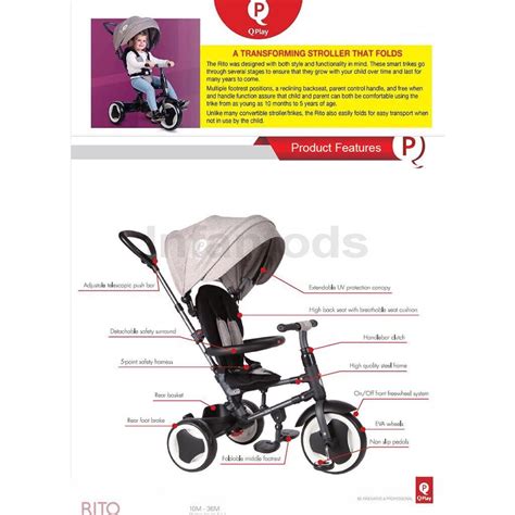 QPlay RITO 3 in 1 multi functions Easy Fold Children Tricycle, Babies ...