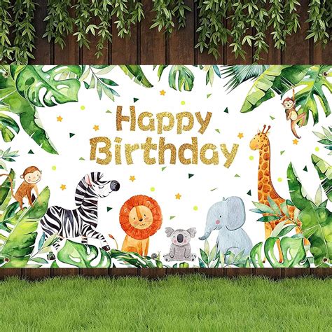 Catelves Dschungel Geburtstag Dekoration Happy Birthday Banner