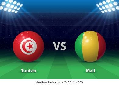 Tunisia Vs Mali Football Scoreboard Broadcast Stock Vector (Royalty ...