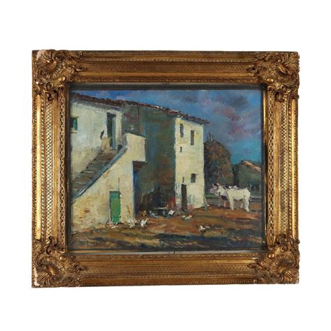 Vico Viganò Landscape Composition Painting Oil on Canvas Framed for