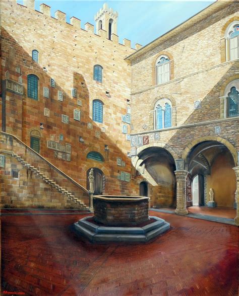 Il Bargello E Il Suo Cortile Surreale Olio Su Tela Cm 80x100 Settembre