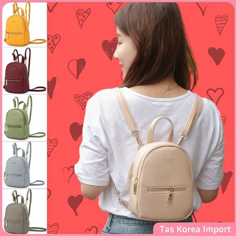 Jual Tas Ransel Punggung Wanita Ala Korea Kulit PU Import Branded Warna