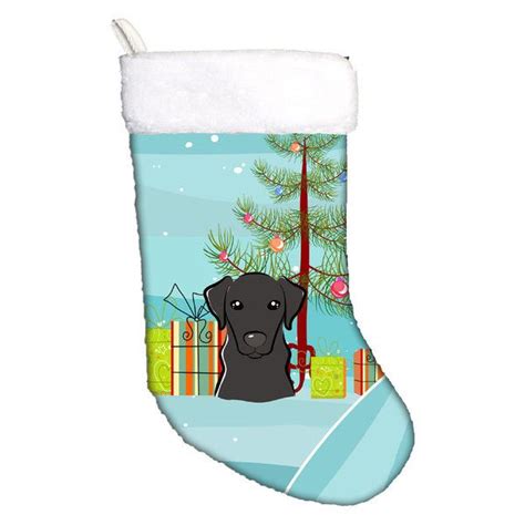 Christmas Tree and Black Labrador Christmas Stocking - Contemporary - Christmas Stockings And ...