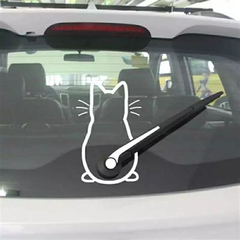 Jual Cutting Sticker Kucing Lucu Ekor Di Wiper Bisa Di Tempel Di