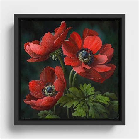 Shop Red Anemone Flowers Framed Canvas By Vanoverdesigns On Society6