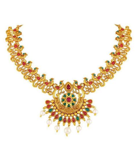 Asmitta Jewellery Zinc Golden Choker Traditional Gold Plated Necklaces