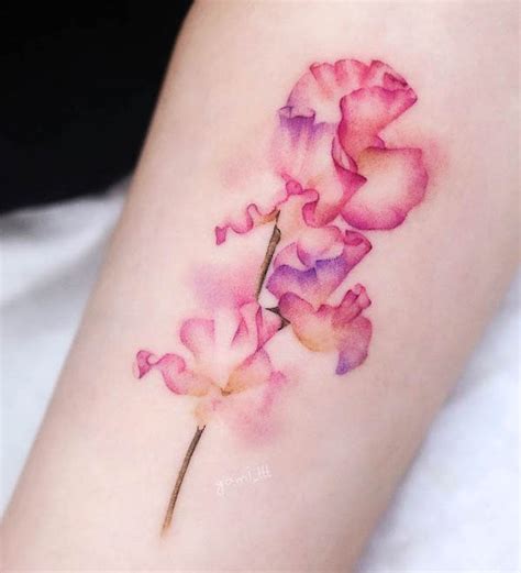 Sweet Pea Watercolor Tattoo