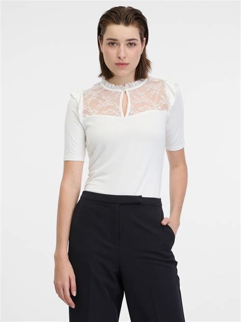 Weißes Damen T Shirt mit Spitze ORSAY Orsay at Der offizielle E