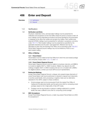 Fillable Online Pe Usps DMM 456 Parcel Select Enter And Deposit For