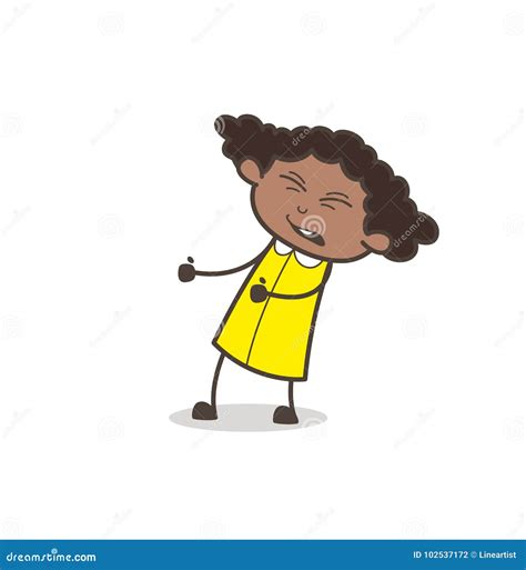 Comic Young Girl Trying To Pull Vector Concept Stock Illustration