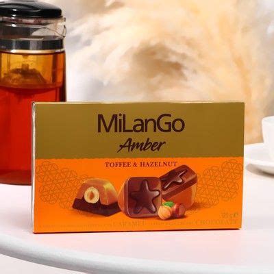 Конфеты MilanGo Amber с фундуком, карамелью, нугой и молочным шоколадом ...