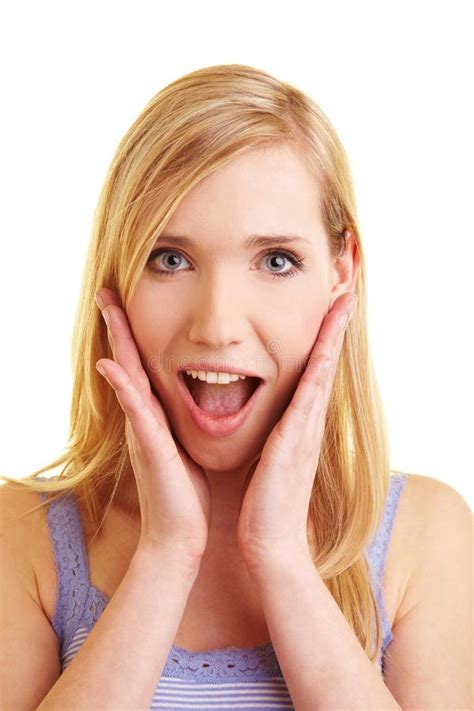 Blonde Woman Looking Excited Stock Photo Image Of Fright Portrait
