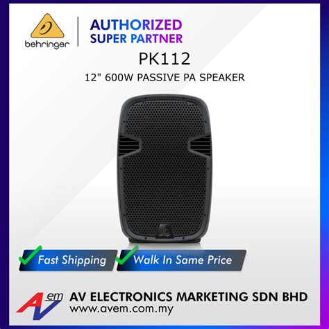 BEHRINGER PK112 Passive 600-Watt 12" PA Speaker System