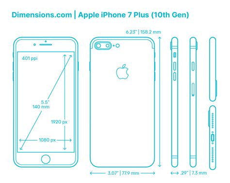 Apple iPhone 7 (10th Gen) Dimensions & Drawings | Dimensions.com