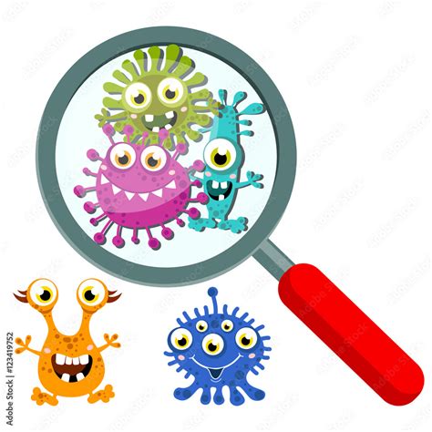 Magnifying Glass Look Through Germ Bacteria Virus Microbe Pathogen