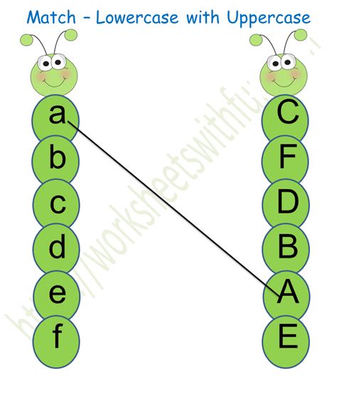 Match Uppercase And Lowercase Letters Worksheets