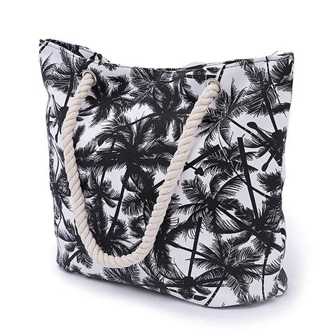 Sac En Toile Noir Et Blanc Palmiers Marinera