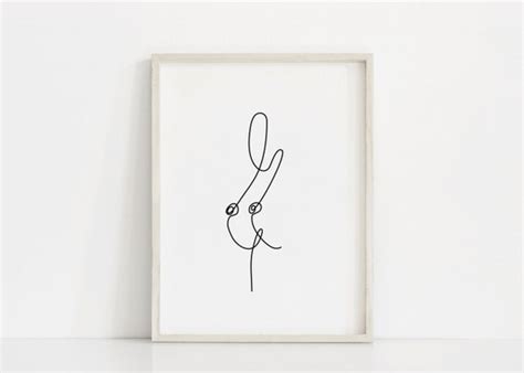 Boob Art Modern Wall Print Boob Line Drawing Printable Etsy