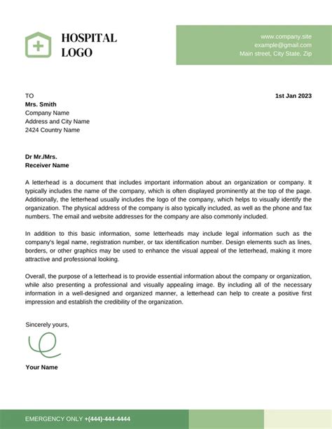 Green Simple Hospital Letterhead Template Venngage