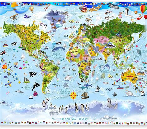 Murando Papier Peint Intiss Carte Du Monde Pour Enfants X Cm