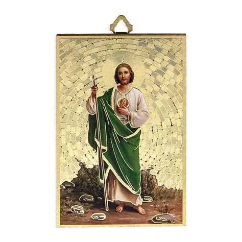 4 X 6 Gold Foil Saint Jude Mosaic Plaque In Spanish William J Hirten Co