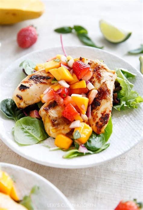 Grilled Mango Chicken With Strawberry Mango Salsa Lexi S Clean Kitchen