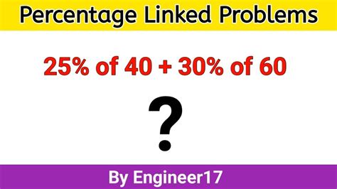 Percentage Problems The Value Of 25 Of 40 30 Of 60 Mathematics