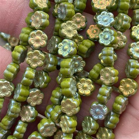 6 5mm Czech Glass Daisy Flower Beads Gladiolus Ab 25 Pcs Per Strand