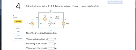 Solved In the circuit given below, G=6 S. Determine voltage | Chegg.com 