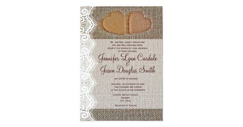 Rustic Country Hearts Burlap Lace Wedding Invites