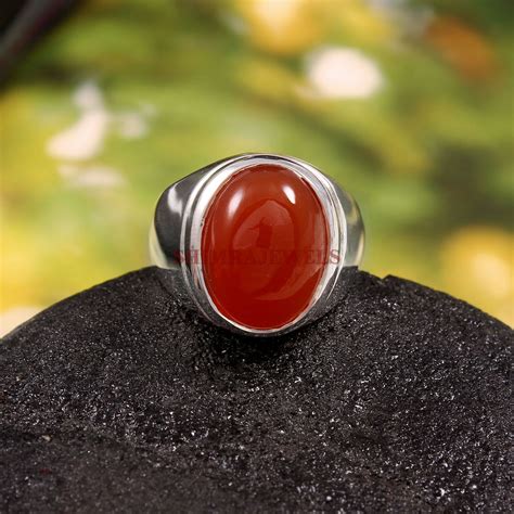 Nat Rlich Rot Onyx Edelstein Mit Sterlingsilber Ring F R Herren