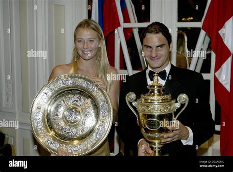 2004 Wimbledon Champions Maria Sharapova And Roger Federa Pictured At