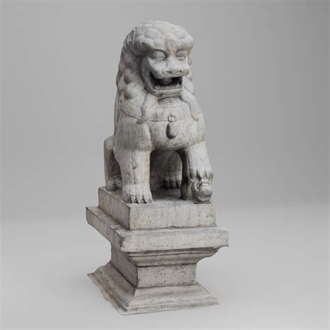 Lion Guardion Stone Carved Sculpture 3d Sculpture Models Blenderkit