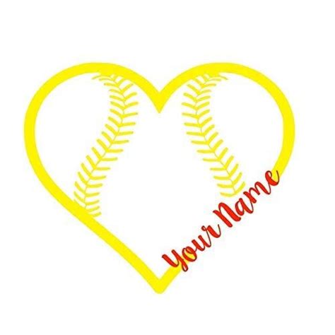 Dash Of Flair Custom Softball Heart With Name Vinyl Decal Sticker