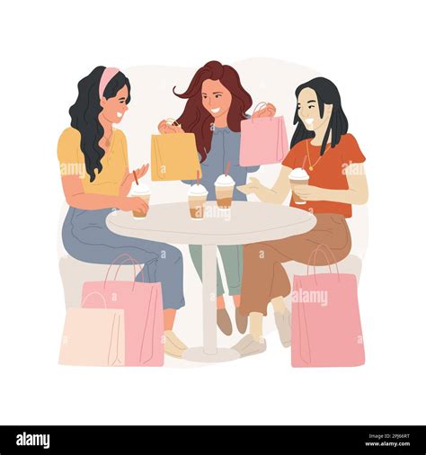 Coffee Shop Isolated Cartoon Vector Illustration Girls Hanging Out