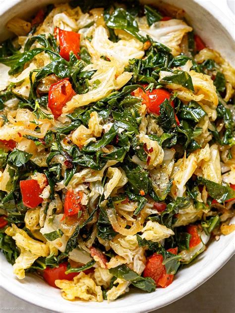 Braised Collard Greens And Cabbage Greens Recipe Leafy Greens