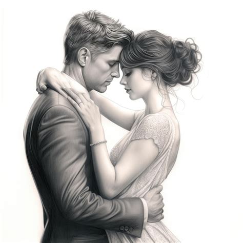 Captivating Pencil Art Exquisite Details in a Dynamic Wedding Couple ...