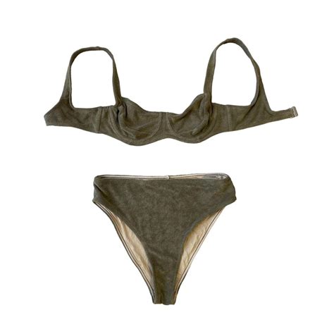 Zulu Zephyr Towelling Bikini Olive Green Bikini Depop