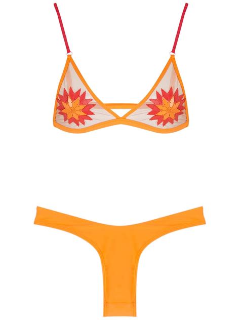 Amir Slama Embroidery Sol Bikini Set Farfetch