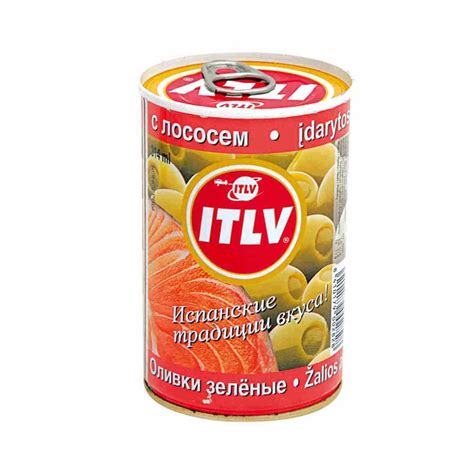 Оливки ИТЛВ зеленые с лососем ж/б 300г - купить с доставкой в ...