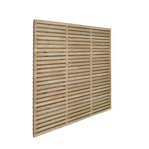 Forest Garden Pressure Treated Contemporary Double Slatted Fence Panel