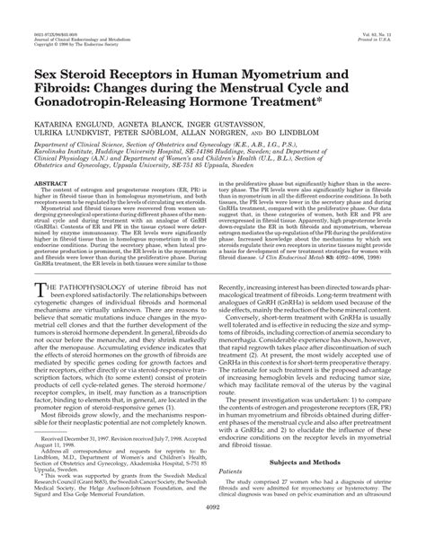 PDF Sex Steroid Receptors In Human Myometrium And Fibroids Changes