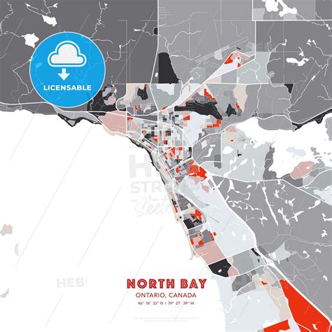 North Bay, Ontario, Canada - modern street map poster template with ...