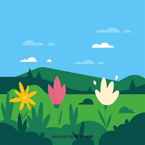 Free Vector Hand Drawn Field Spring Background