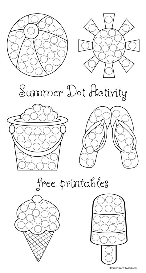 Summer Dot To Dot Color Sheets