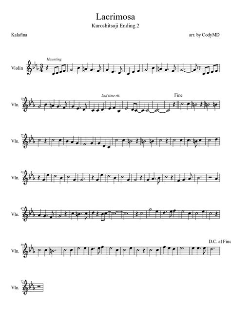 Lacrimosa Violin Sheet Music Download Free In Pdf Or Midi