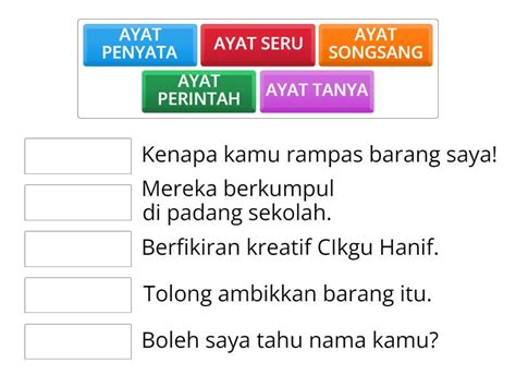 Jenis Ayat Bahasa Melayu Match Up