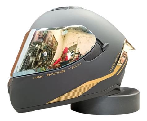 Casco Hax Obsidian Ngo Mate Oro Certificado Motociclista Meses Sin