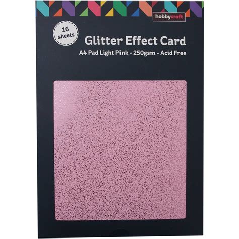 Light Pink Glitter Effect Card A4 16 Sheets Hobbycraft